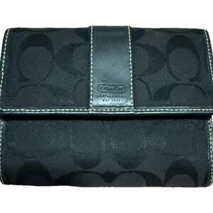 Coach Signature Black Trifold Wallet